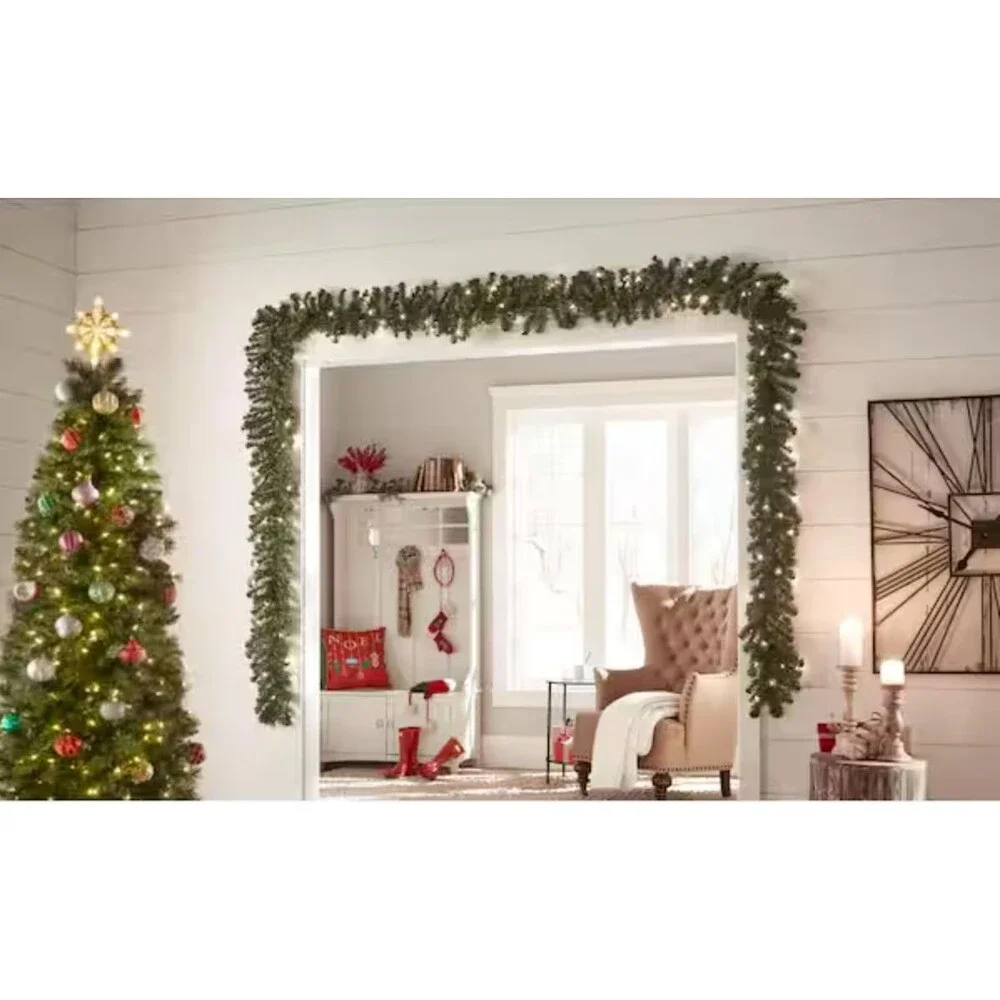 Home Holiday Accents 18ft Kingston Fir Pre-Lit Artificial Christmas Garland NIP